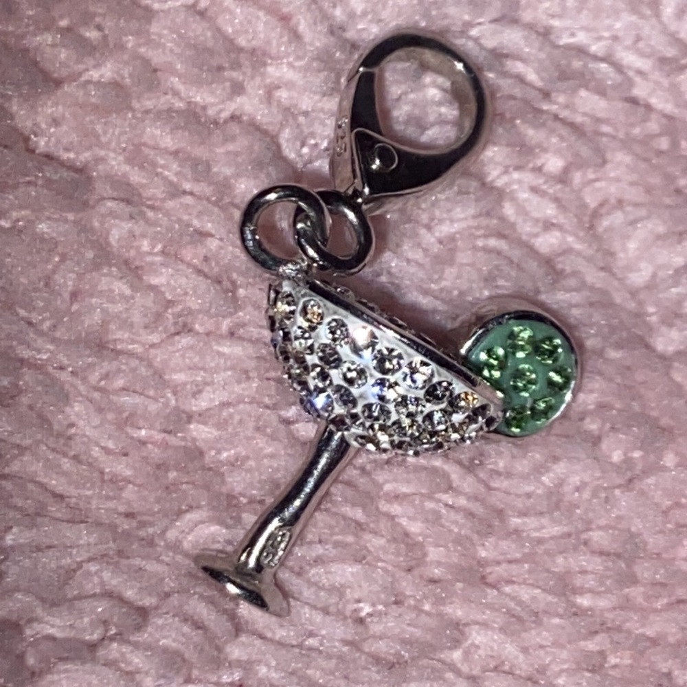 Sterling silver 925 Swarovski crystal martini 🍸 glass charm
